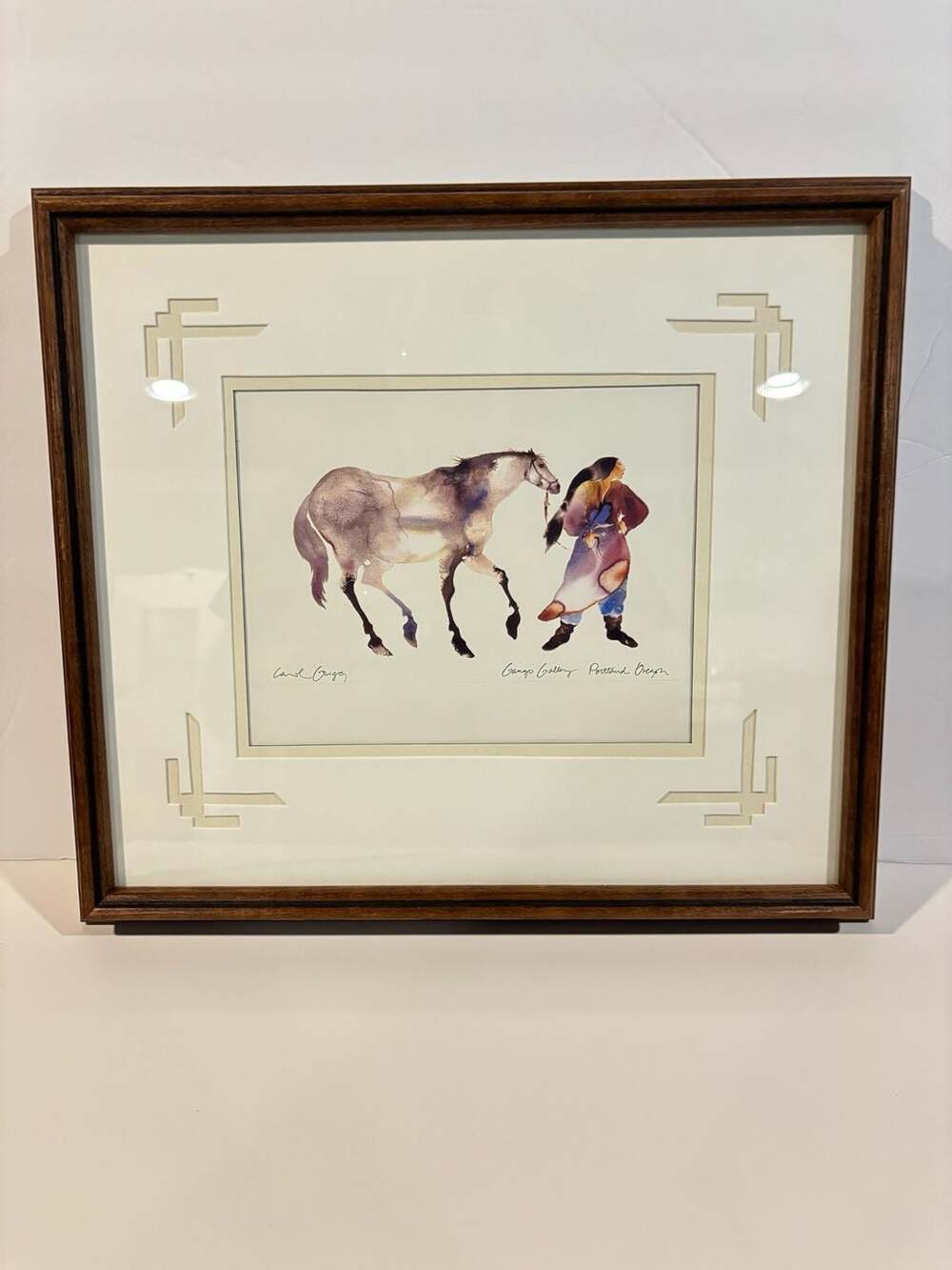 Carol Grigg Framed Lithograph Print Native American Woman with Horse Gango Galle